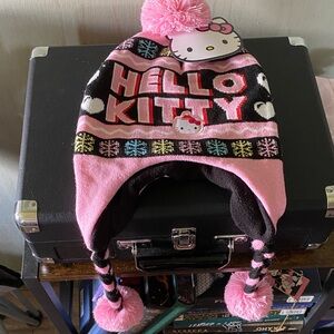 NWT Hello Kitty Pink Pom-Pom Earflap Beanie